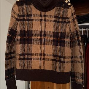 Holland Cooper Plaid Sweater - brown/tan